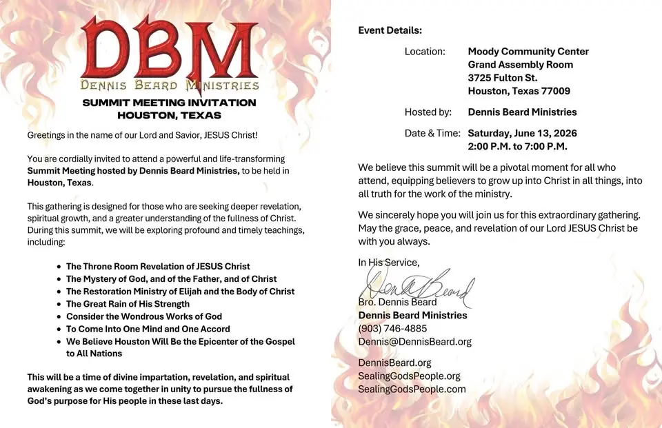 Dennis Beard Ministries Summit Meeting - Houston, TX