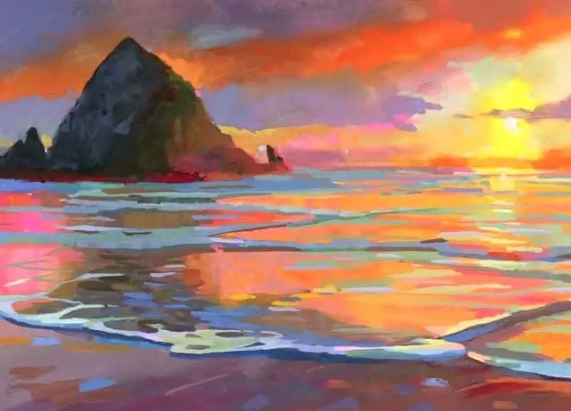 "Cannon Beach Sunset" In Person Paint Night Event Friday 7:00 p.m. in West Seattle (Wine Included)