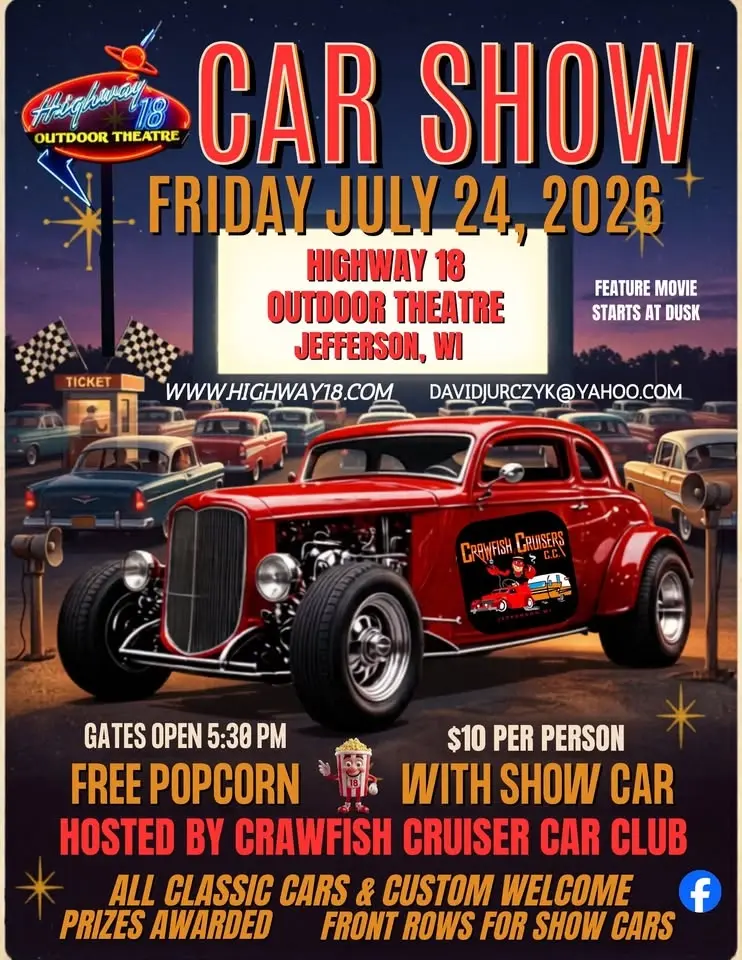 Car Show - Highway 18 Outdoor Theatre - Hosted by Crawfish Cruisers