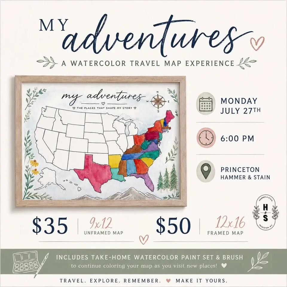 My Adventures: A Watercolor Travel Map Experience