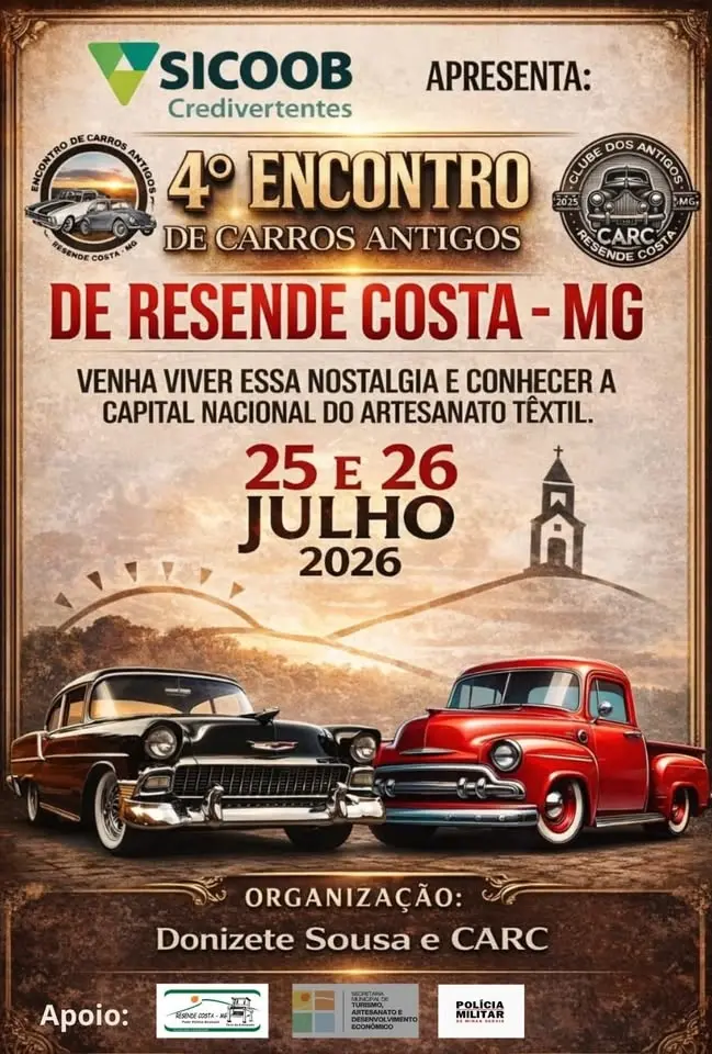 Quarto encontro de carros antigos de Resende Costa-Mg 