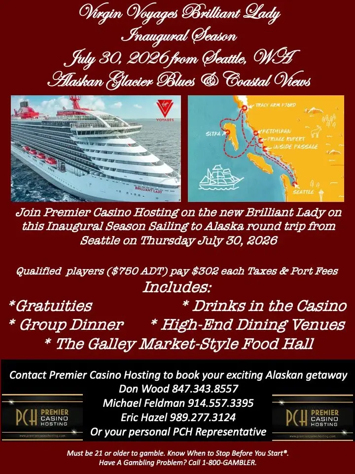 Virgin Voyages Brilliant Lady - Alaskan Glacier Blues & Coastal Views