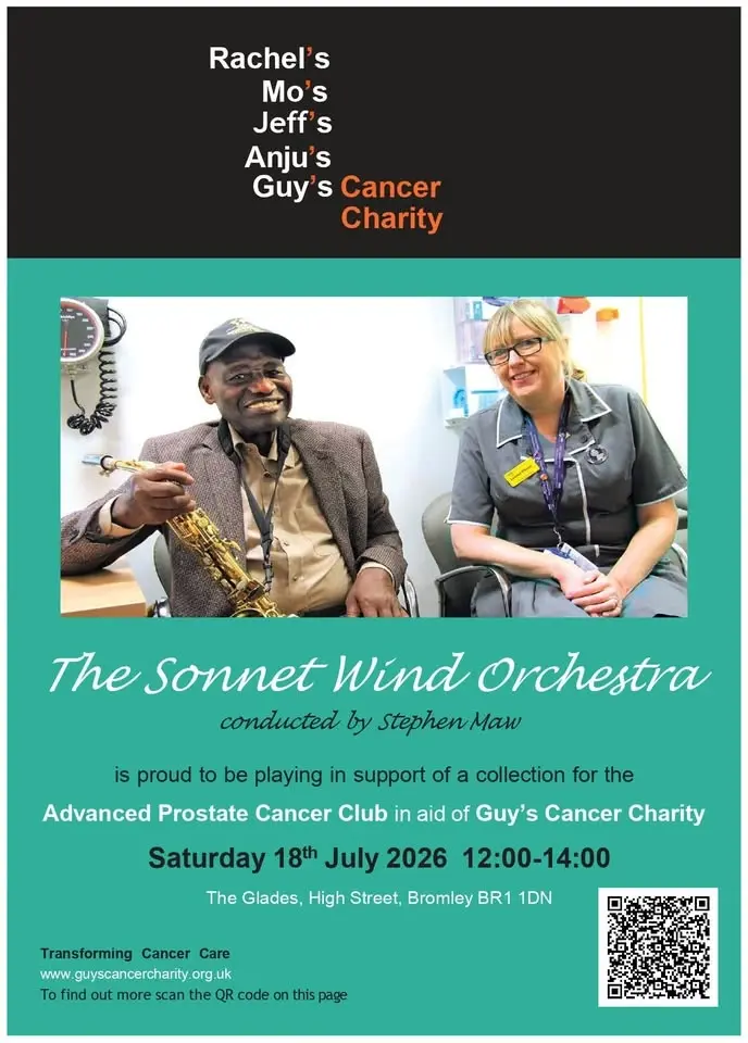 Sonnet Wind Orchestra at The Glades Shopping Centre, Bromley for Guy’s Hospital Prostate Cancer Club