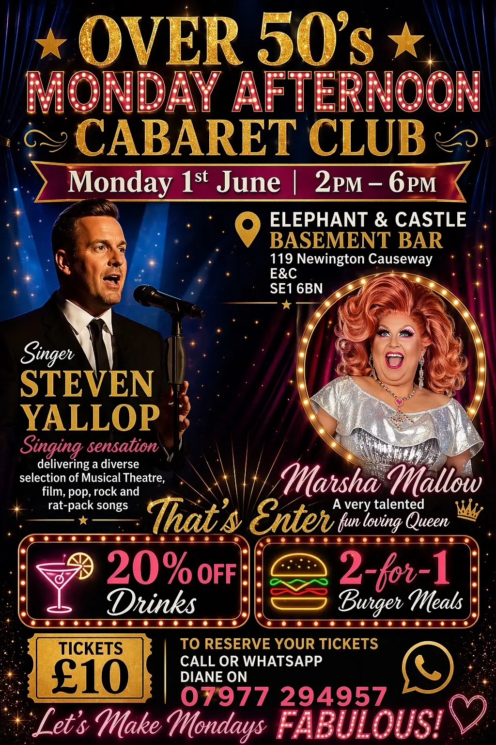 Over 50’s Monday Afternoon Cabaret Club