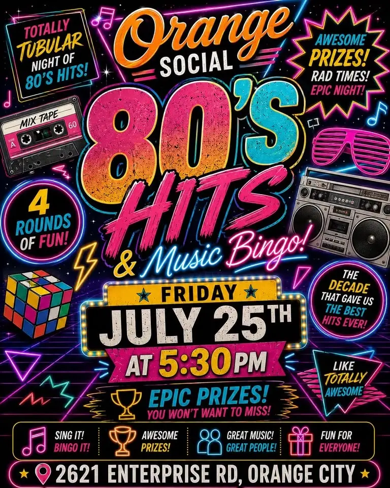 80 Hits Music Bingo @ Orange Social