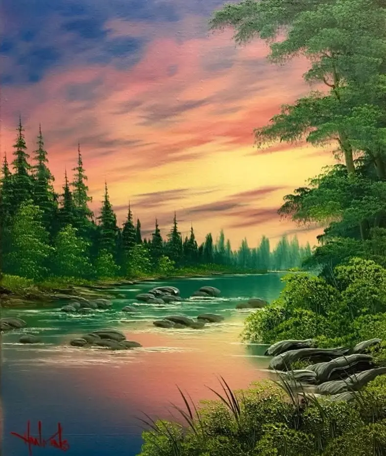 August Joy of Painting: Around the Riverbend