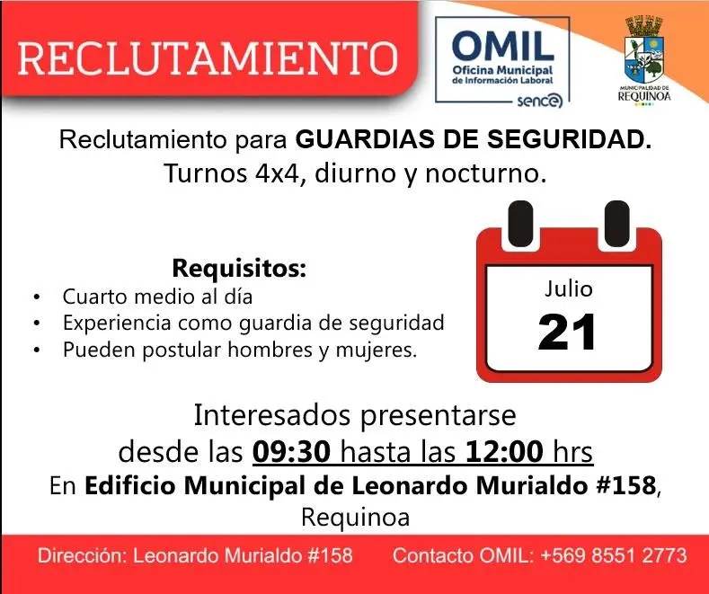 RECLUTAMIENTO PARA GUARDIAS DE SEGURIDAD