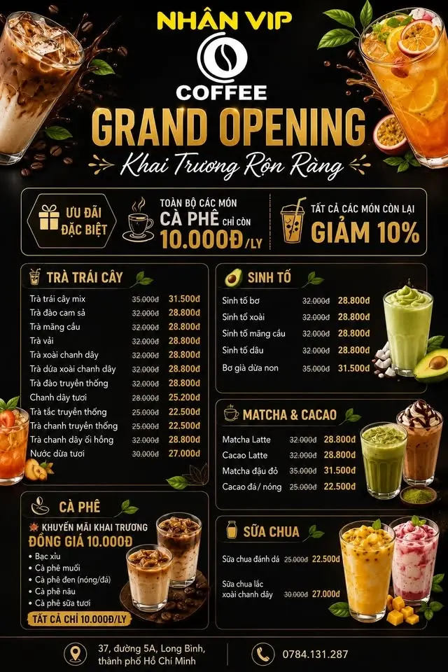 KHAI TRƯƠNG NHÂN VIP COFFEE