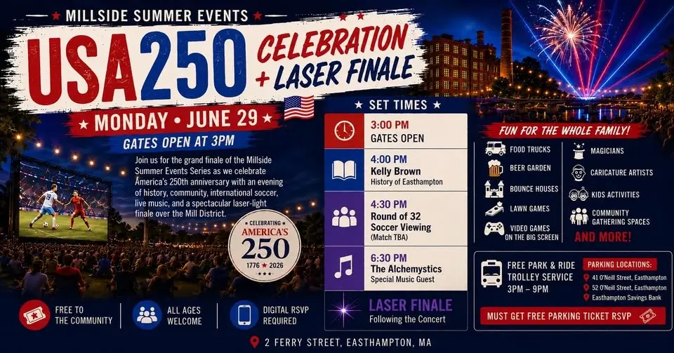 Millside Summer Events Night 5 🇺🇸 USA250 CELEBRATION! +MUSIC & LASER FINALE + LASER FINALE 🇺🇸