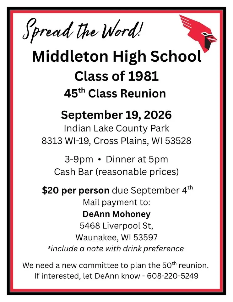 Middleton High School 45th Class Reunion