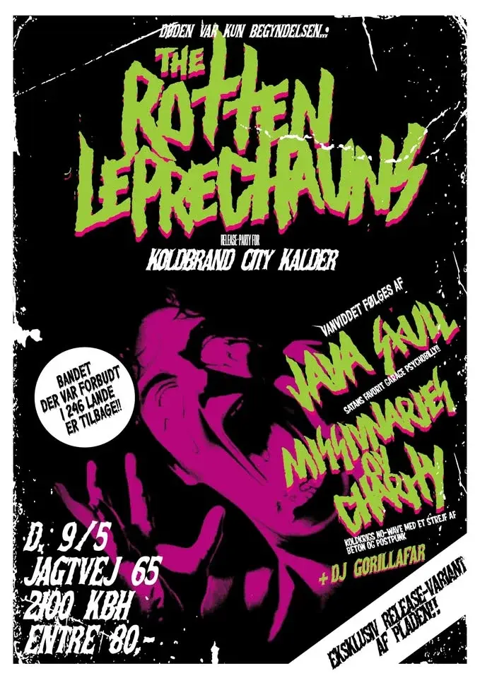 Release for The Rotten Leprechauns' plade 'KOLDBRAND CITY KALDER'