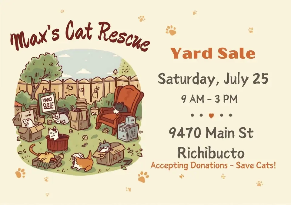 YARD SALE FOR MAX'S CAT RESCUE