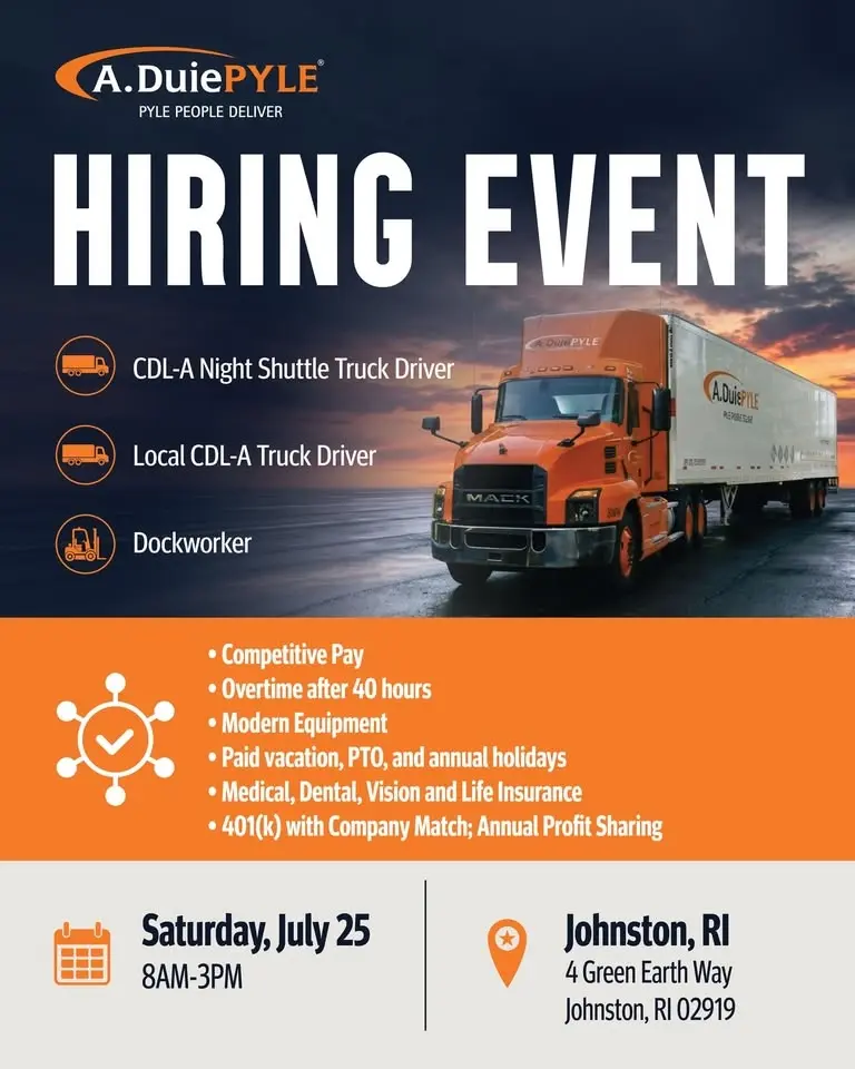 A. Duie Pyle Hiring Event in Johnston, RI!