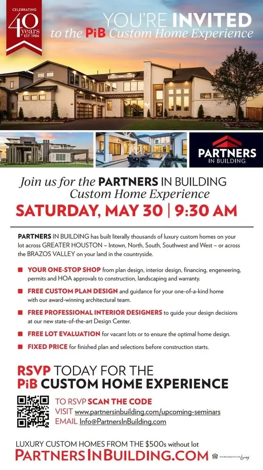 South/ Southwest Houston PiB Custom Home Experience