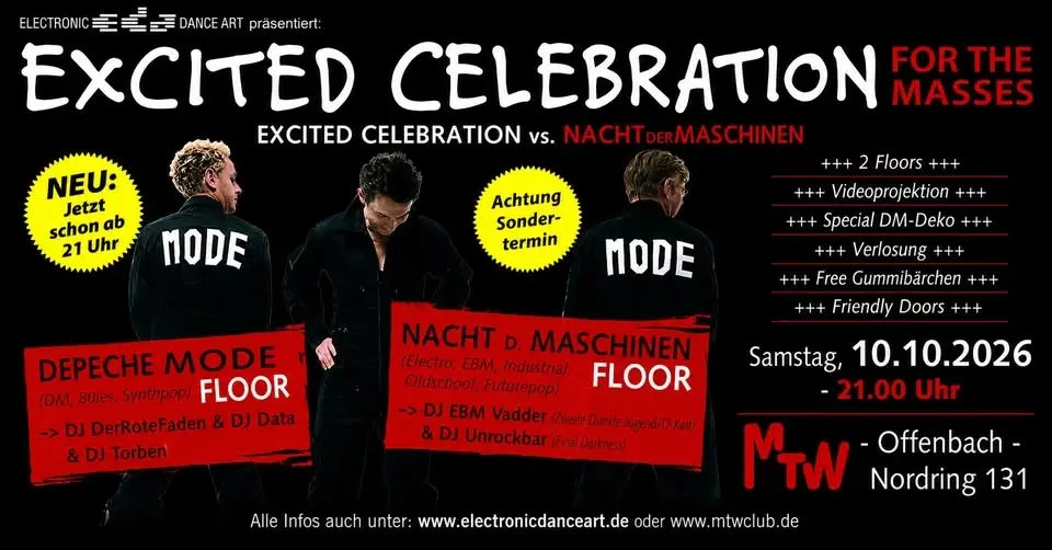 Excited Celebration vs Nacht der Maschinen auf 2 Floors - SONDERTERMIN! Start ab 21:00h!