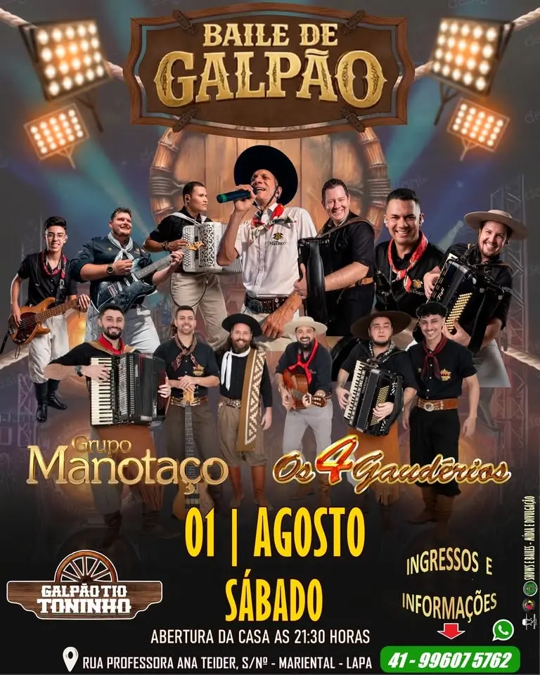 Baile de Galpão com Os 4 Gaudérios e Grupo Manotaço no Galpão Tio Toninho 🕺💃