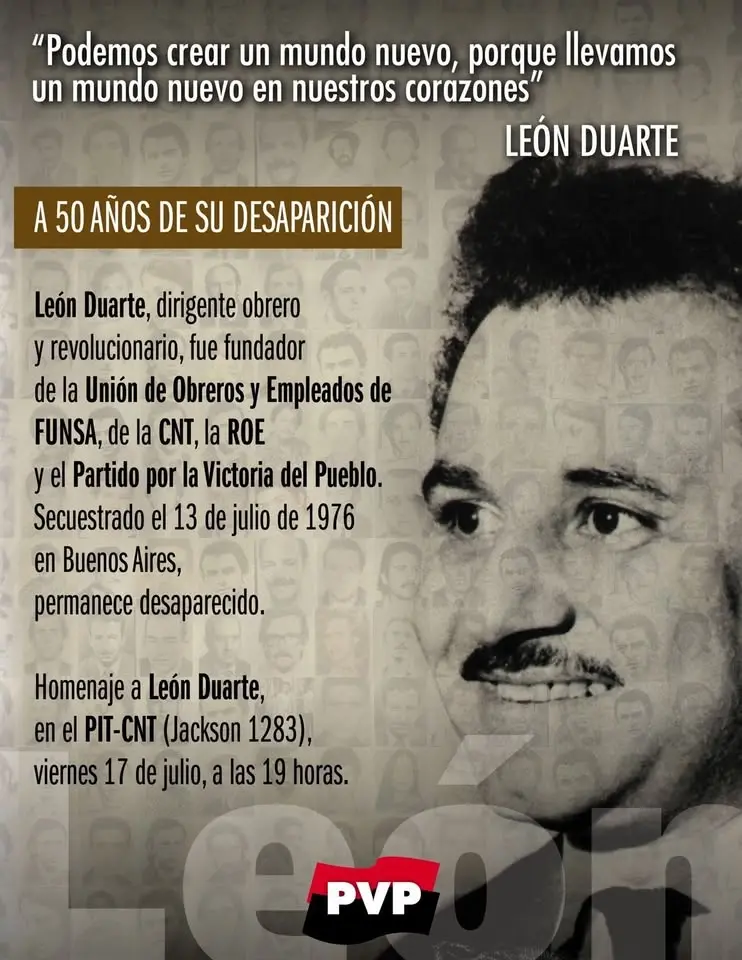 HOMENAJE A LEON DUARTE, a 50 de su desaparición forzada