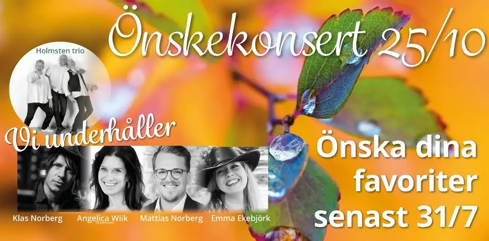 Önska låtar till Önskekonsert i Ramvik 25 okt