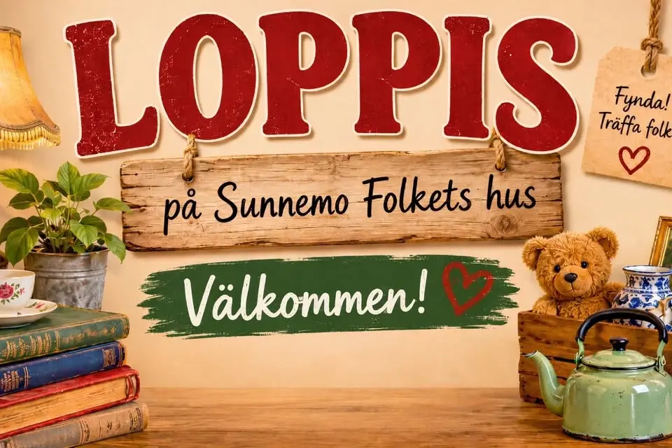 2-dagars loppis i Sunnemo Folkets Hus 27-28 juni kl. 11.00-15.00