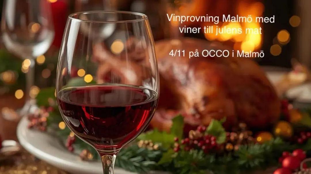 Vinprovning Malmö med viner till julens mat. 4/11 år 2026  kl 18.00