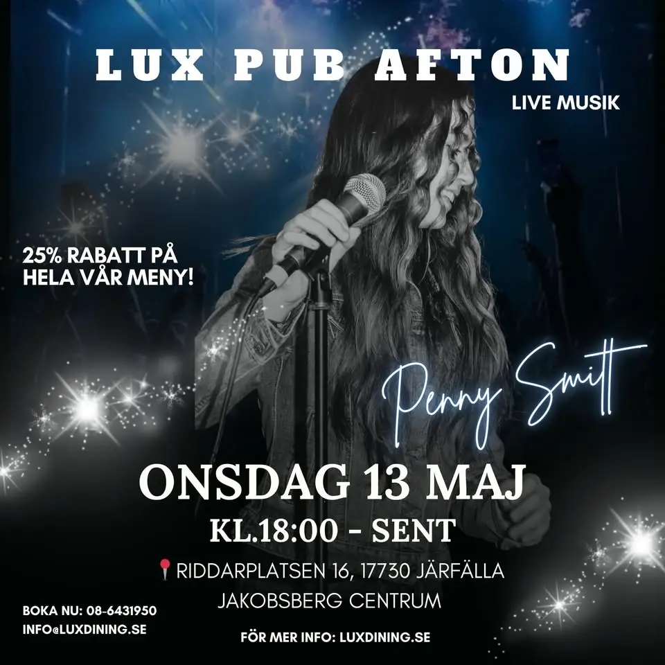 LUX PUB AFTON – Med Penny Smitt🎶🍸  