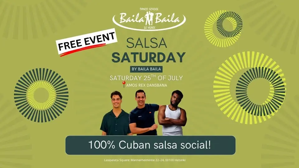 FREE OUTDOOR SALSA SATURDAY - 25.7.!