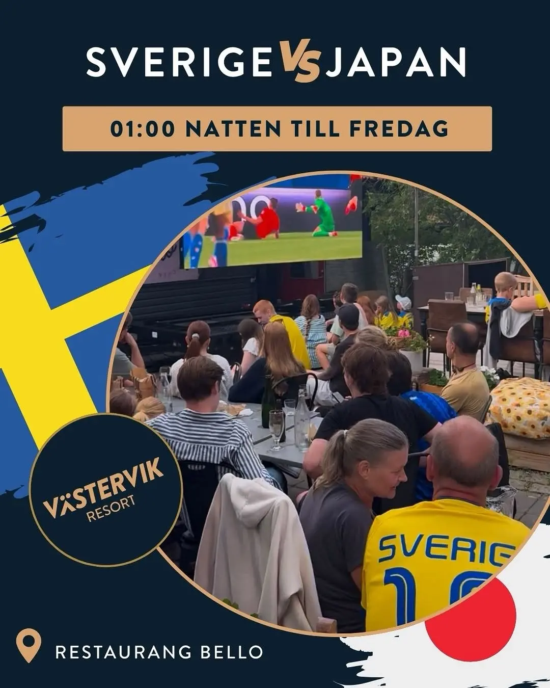 Sverige vs Japan – Matchvisning med förfest