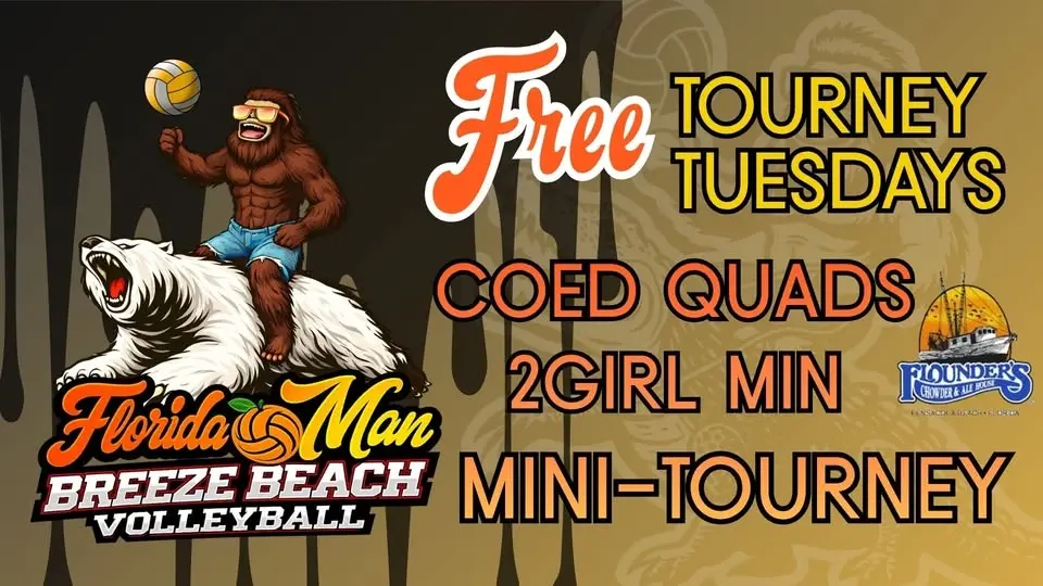 Sand:Florida ManxBreeze Beach Tini-Tourney Tuesday Co-ed Quads 1/2 Off Martinis