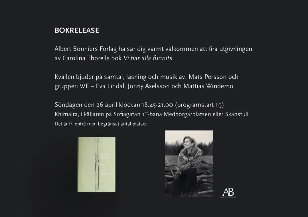 Bokrelease för Carolina Thorells "Vi har alla funnits"