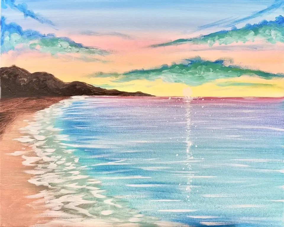 Mimosa Sunday! Sip & Paint 'Shimmering Ocean Sunrise' with us!