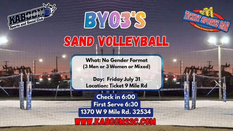 FRI. "BYO3s" Sand Volleyball Mini Tourney / Ticket Sports Bar #2 (7/31/26)