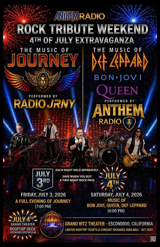 Rock Tribute Weekend-The Music of Journey, Bon Jovi, Def Leppard, Queen. July 3 & 4-FREE PARKING