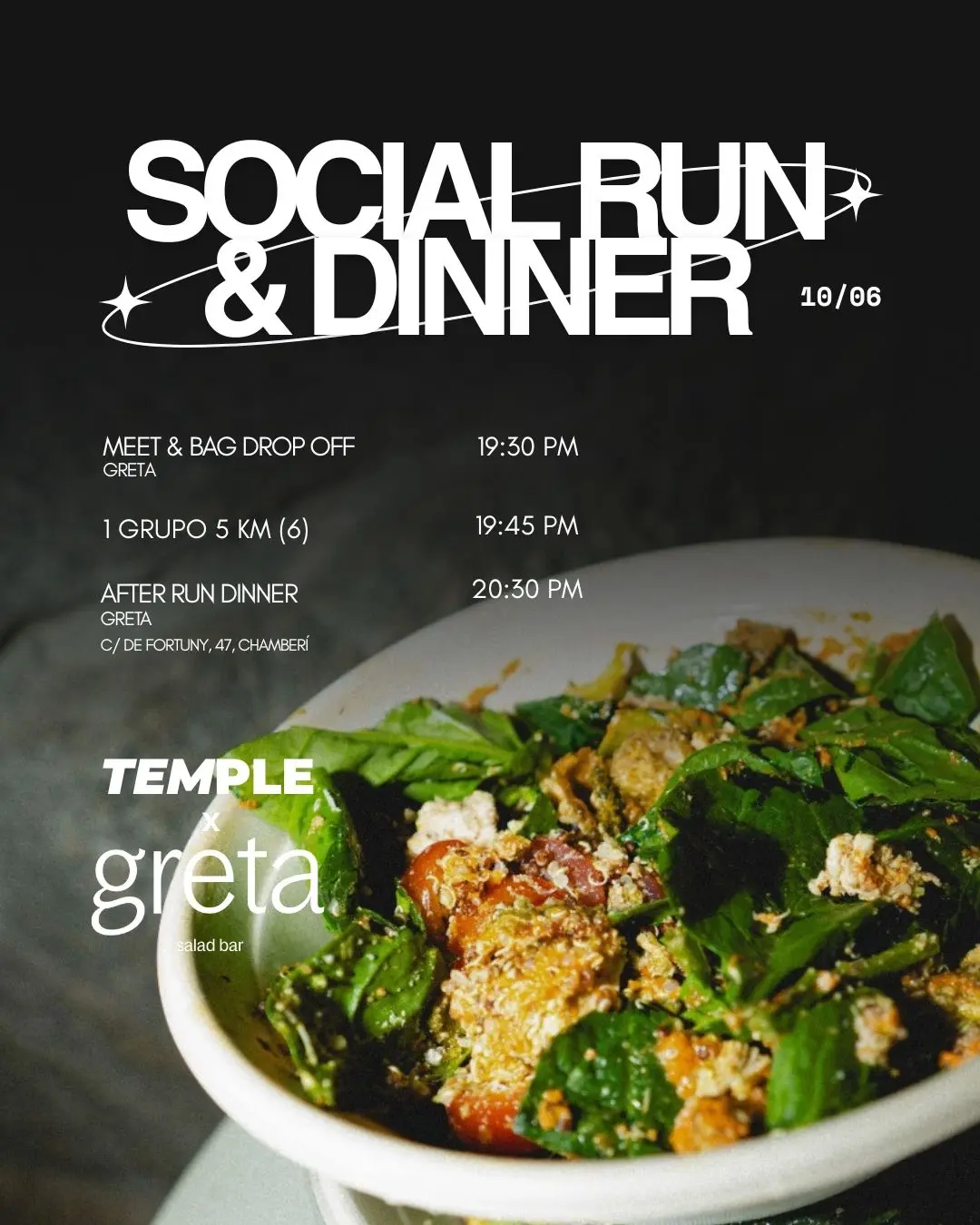 SOCIAL RUN & DINNER TEMPLE X GRETA SALAD