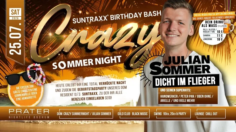 JULIAN SOMMER / Suntraxx´ Birthday  at PRATER BOCHUM [25/07/2026]