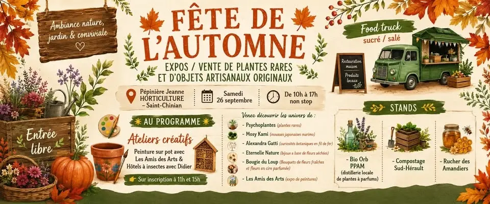Fête de l'automne : Plantes rares, Créations botaniques, Gourmandises et Ateliers