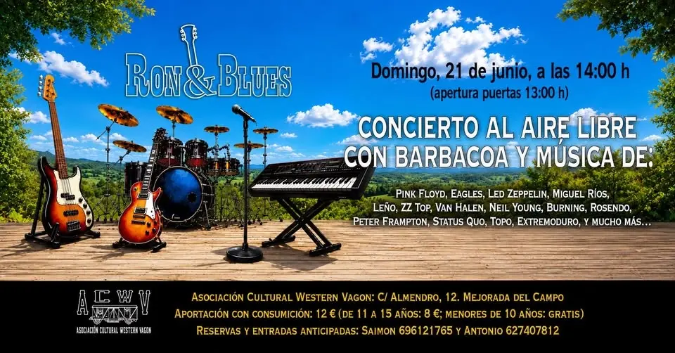 Ron & Blues en directo, concierto/barbacoa al aire libre