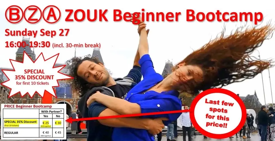 ⒷⓏⒶ 3h ZOUK Beginner Bootcamp (SPECIAL 35% Discount, first 10 tickets ), Gert & Eva
