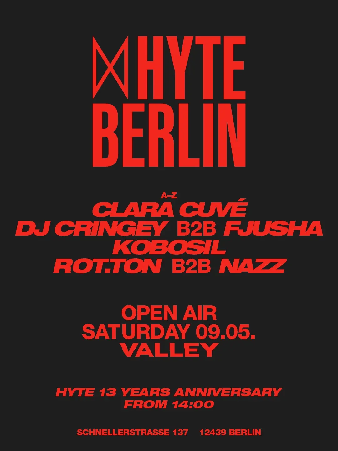 HYTE 13 Years Kobosil & CLARA CUVE Open Air Berlin