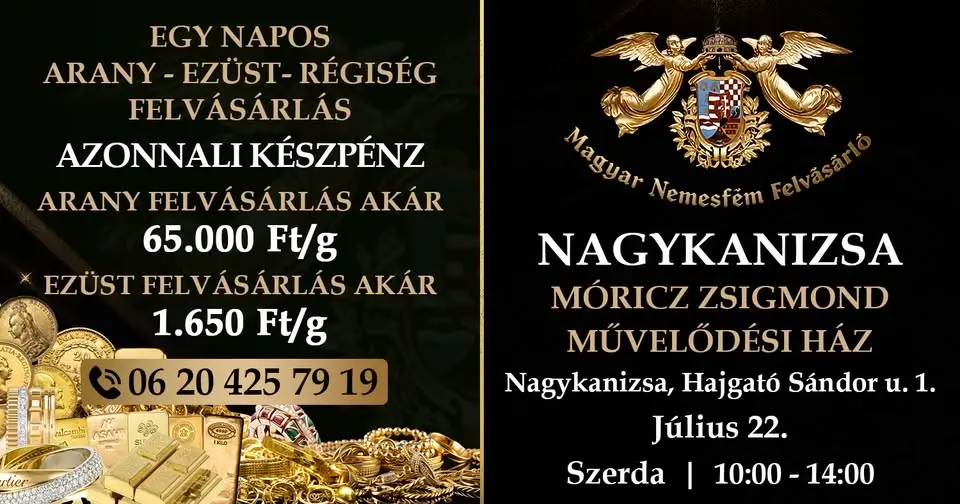 Nagykanizsa | Készpénzes Arany, Ezüst, Régiség Felvásárlás! Megosztók között 250.000 Ft sorsolunk ki