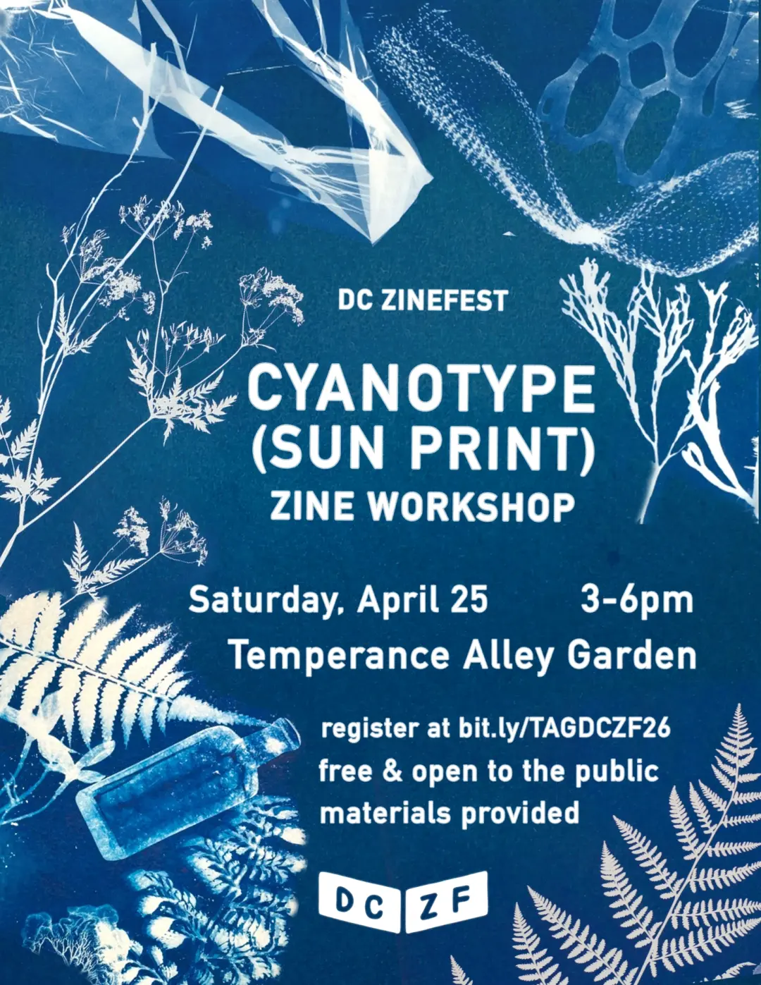 POSTPONED- New Date TBD- DC Zinefest Cyanotype Workshop at Temperance Alley Garden