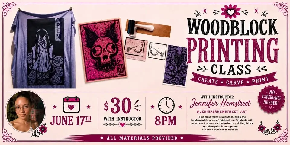 Woodblock Printing Class Create • Carve • Print