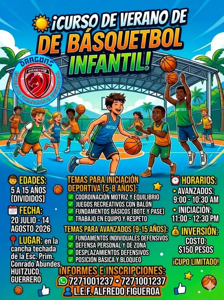 curso de verano de basquetbol infantil y juvenil
