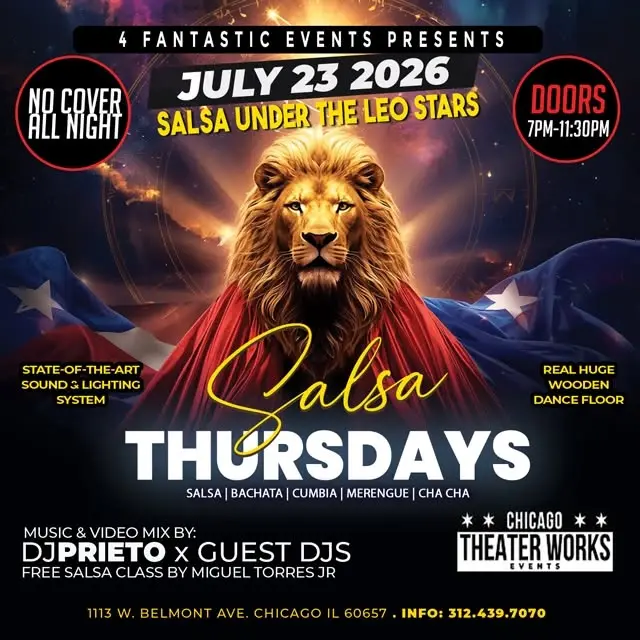 🦁 Salsa Under the Leo Stars – Salsa Thursdays @ Chicago Theater Works ♌