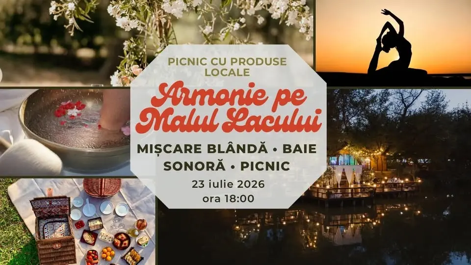 Armonie pe Malul Lacului - miscare blândă, baie sonoră, picnic