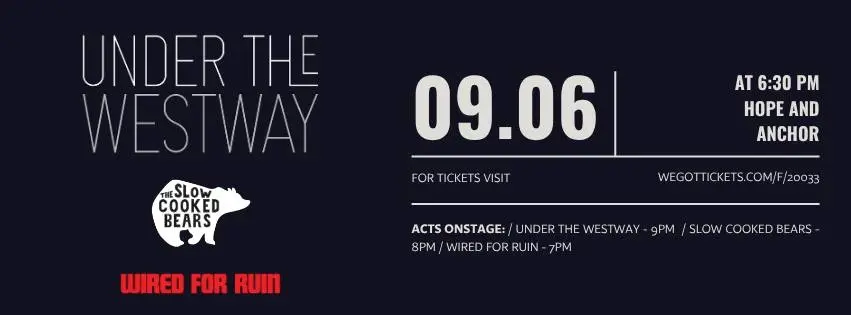 Under the Westway, live at Hope & Anchor + The Slow Cooked Bears + Wired for Ruin