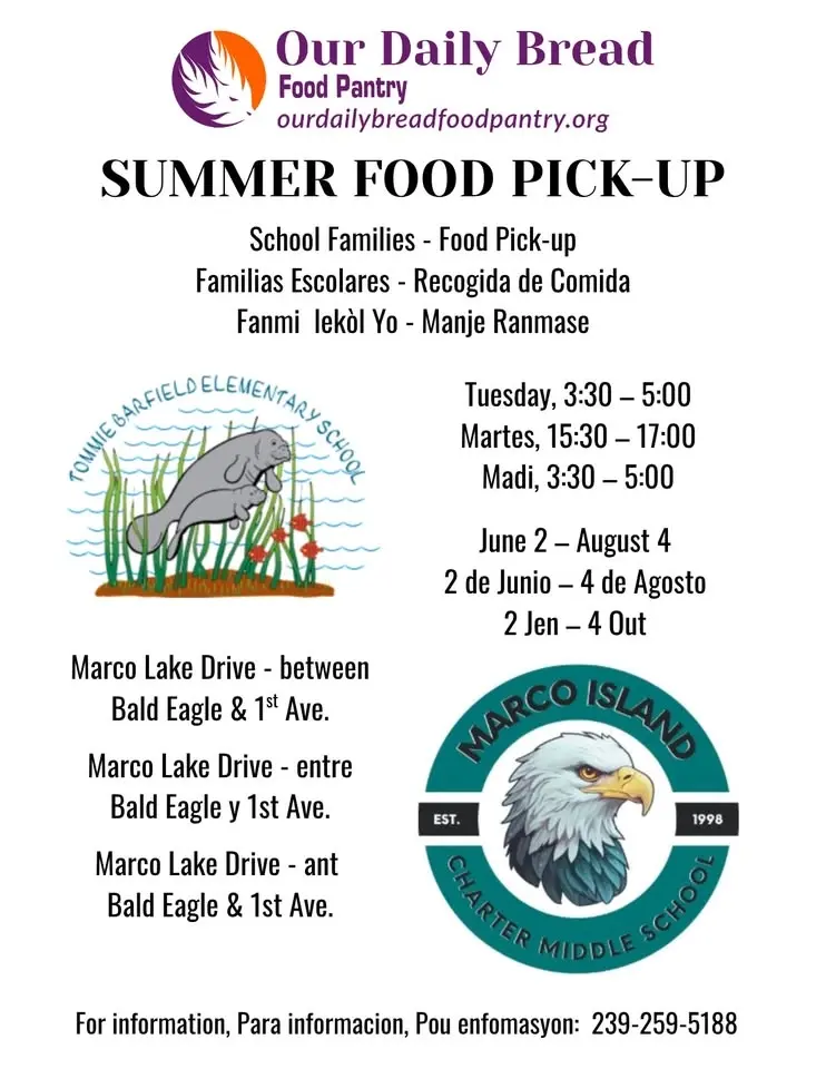 🌞 FREE SUMMER FOOD PICK-UP / RECOGIDA GRATUITA DE COMIDA DE VERANO 🌞