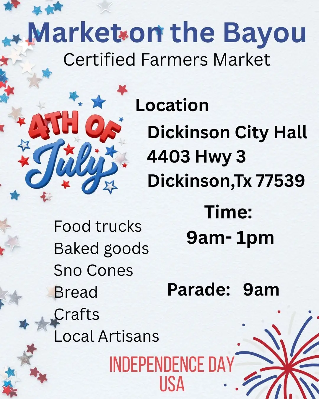 4th of July with Market on the Bayou
