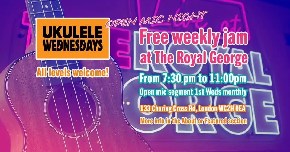 Ukulele Wednesdays - Free Weekly Jam (Open Mic segment 1st Weds monthly)
