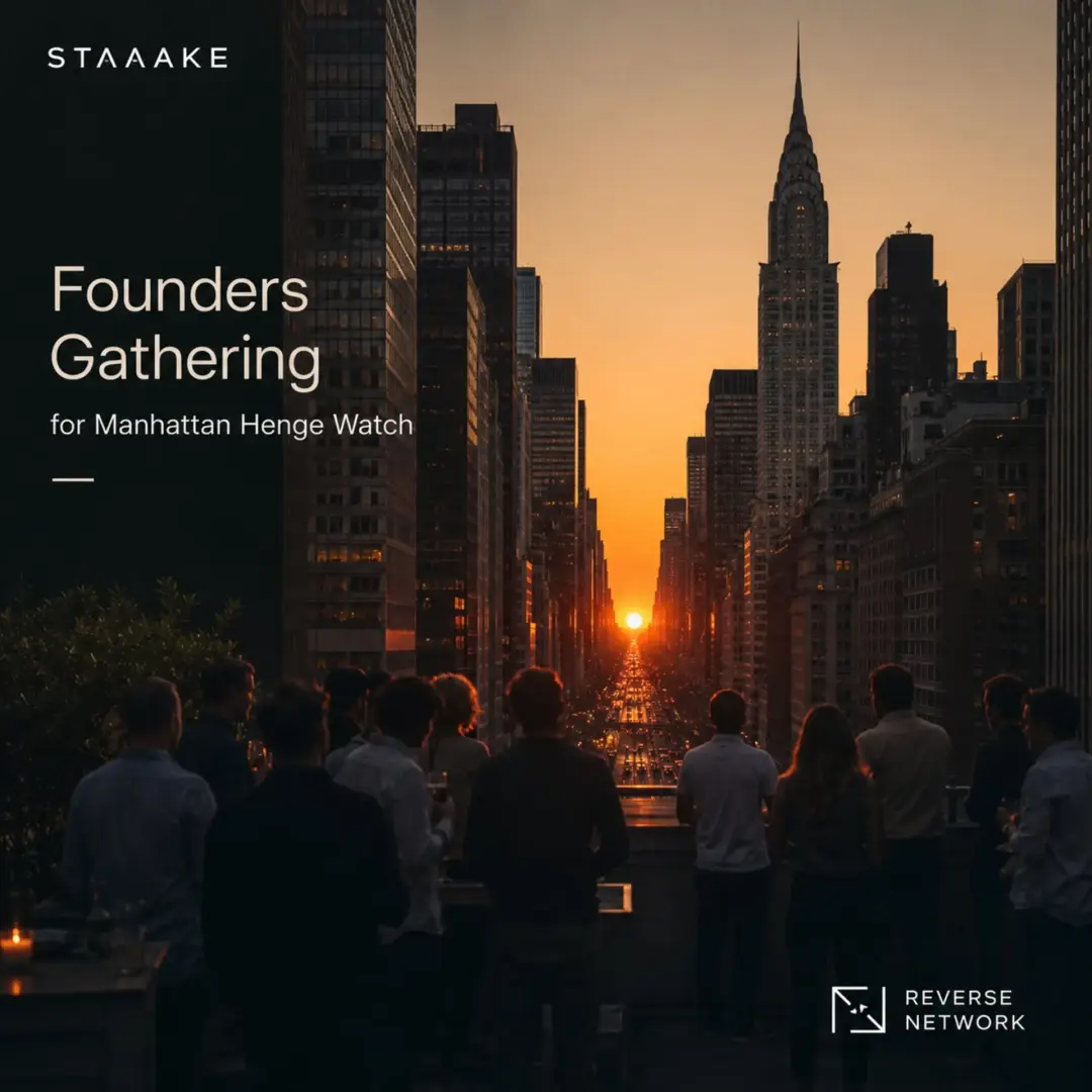 Founders Gathering for Manhattan Henge Watch — Reverse Network Meet
