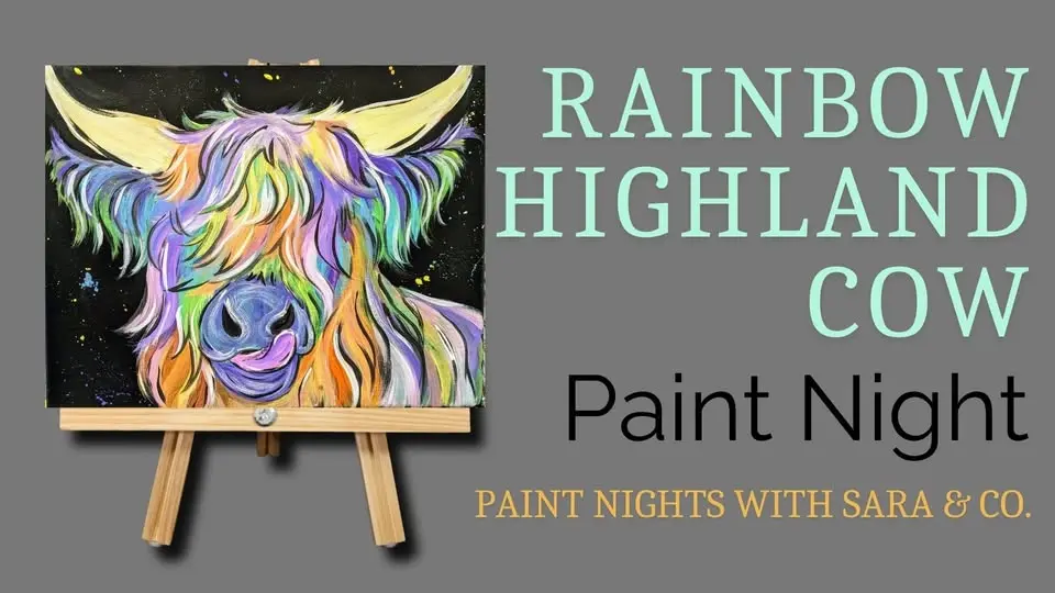 Rainbow Highland Cow Paint Night